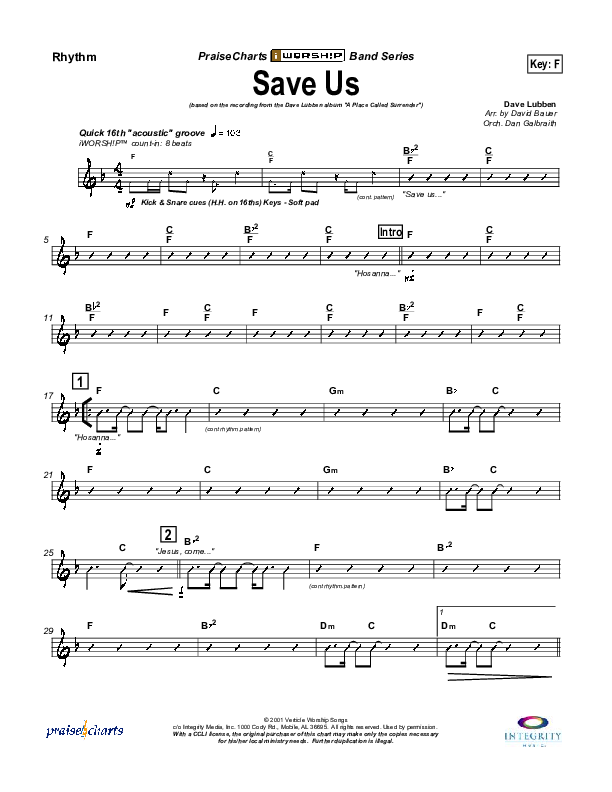 Save Us Rhythm Chart (Dave Lubben)