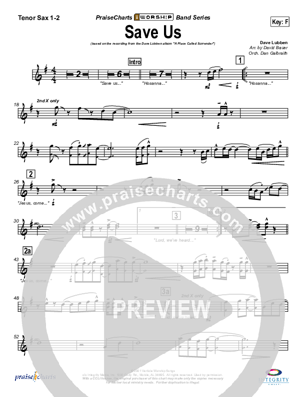 Save Us Tenor Sax 1/2 (Dave Lubben)