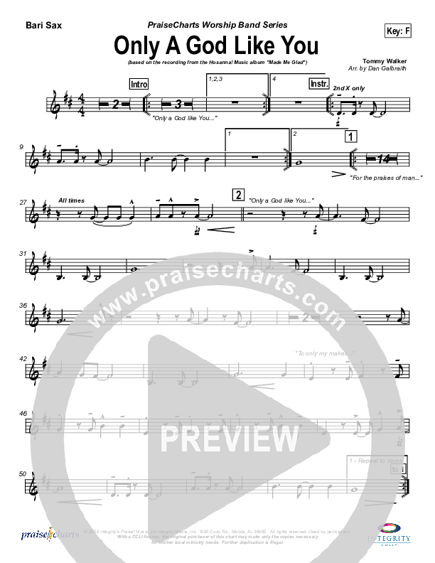 Only A God Like You Bari Sax (Michael Neale)