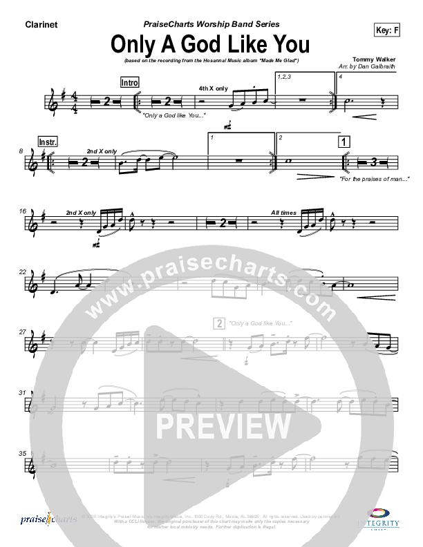 Only A God Like You Clarinet (Michael Neale)