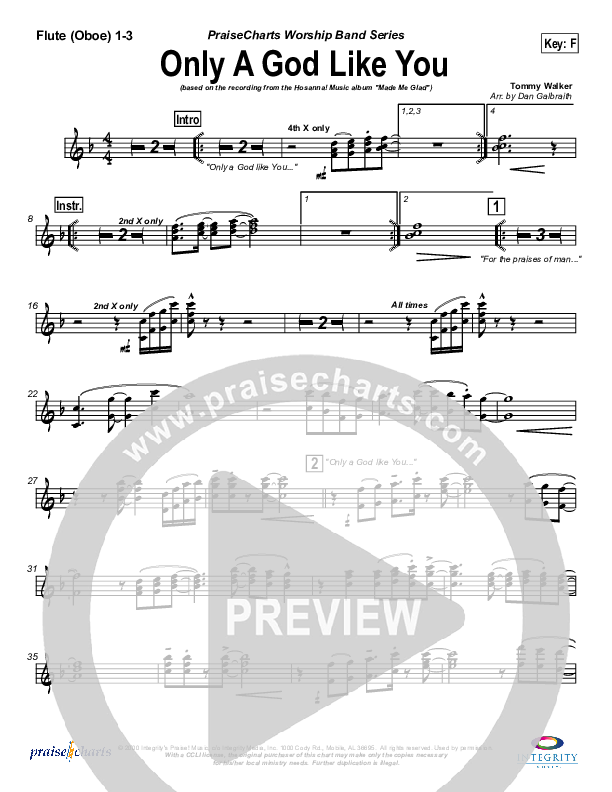 Only A God Like You Flute/Oboe 1/2/3 (Michael Neale)