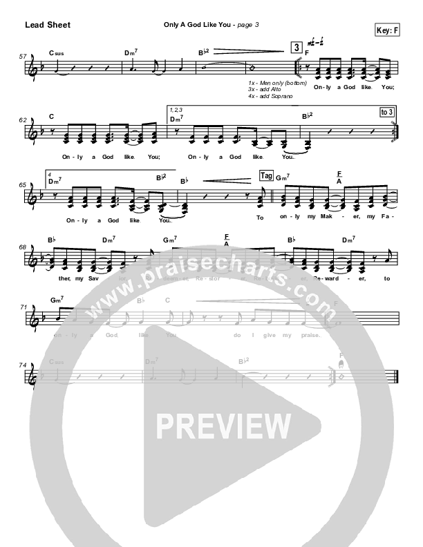 Only A God Like You Lead Sheet (Michael Neale)