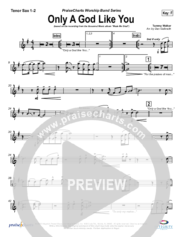 Only A God Like You Tenor Sax 1/2 (Michael Neale)