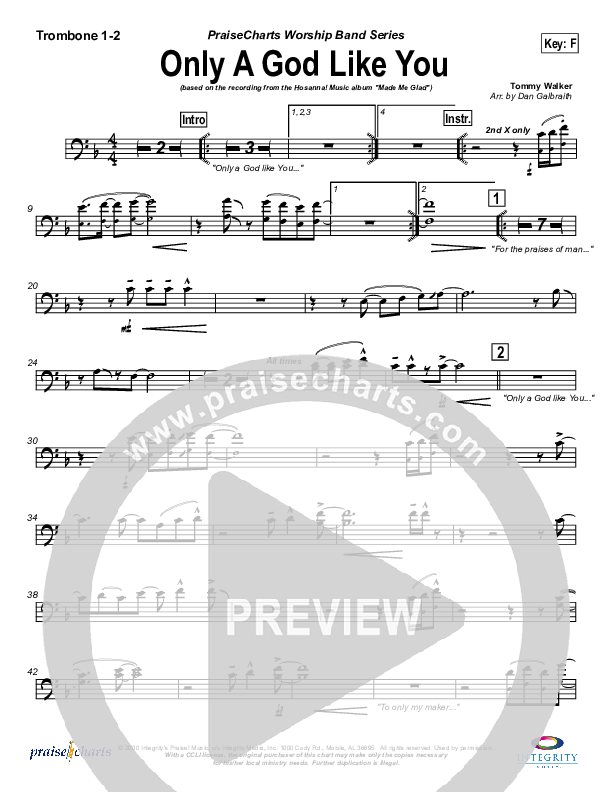 Only A God Like You Trombone 1/2 (Michael Neale)