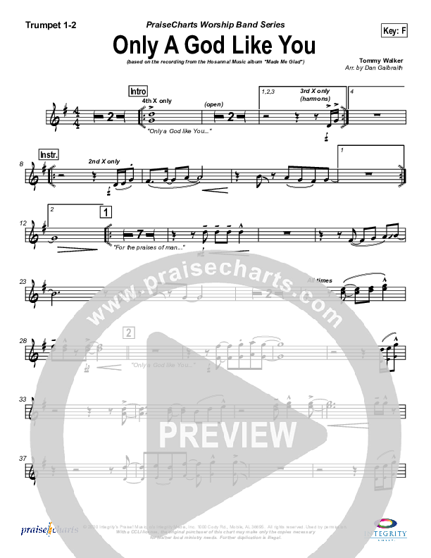 Only A God Like You Trumpet 1,2 (Michael Neale)