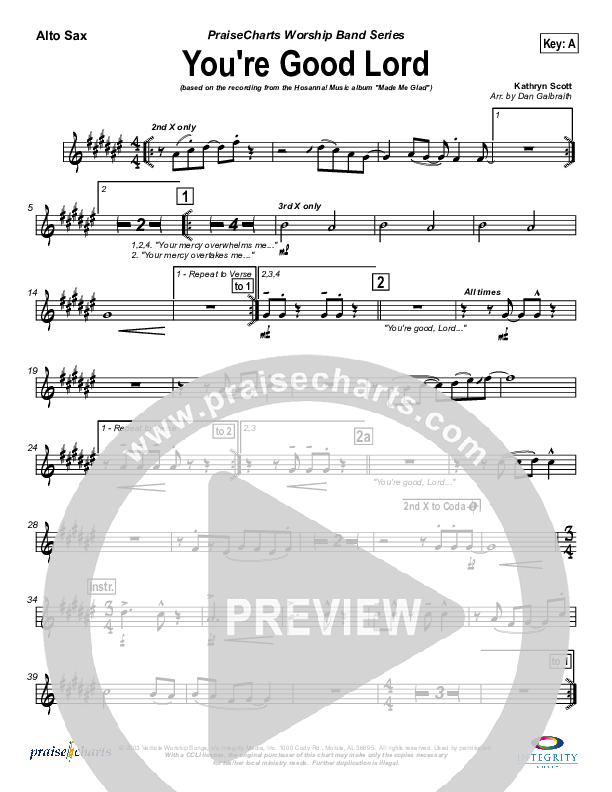 You're Good Lord Alto Sax (Michael Neale)