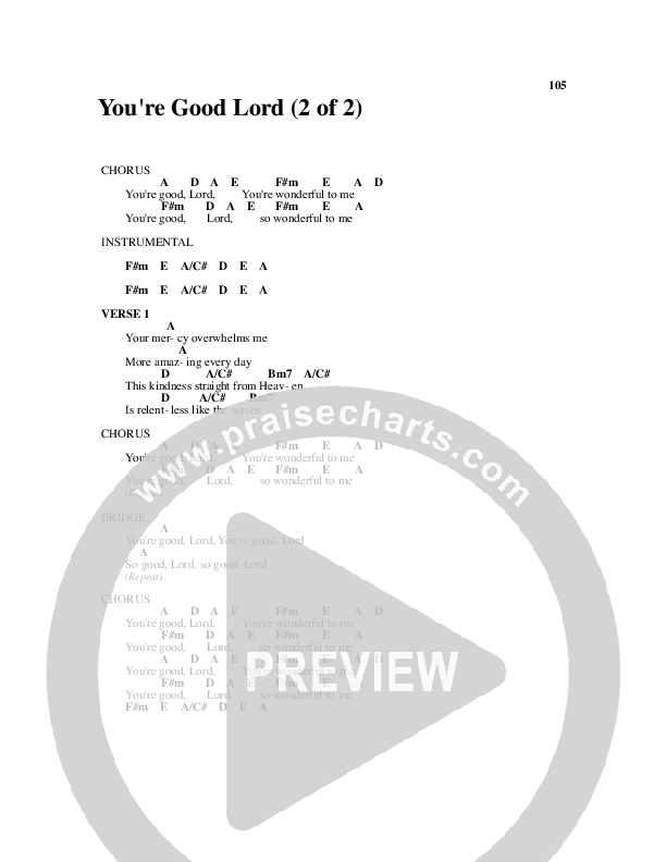 You're Good Lord Chords & Lyrics (Michael Neale)