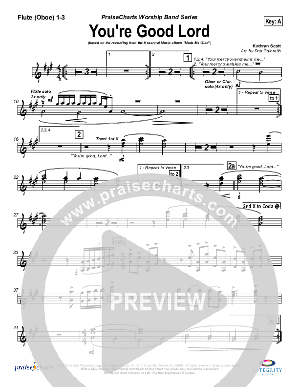 You're Good Lord Flute/Oboe 1/2/3 (Michael Neale)