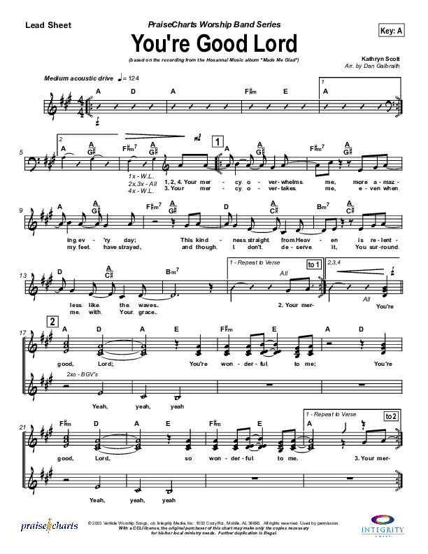 You're Good Lord Lead Sheet (Michael Neale)