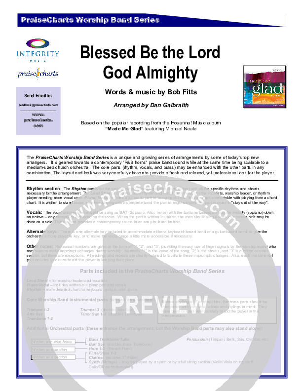 Blessed Be The Lord God Almighty Cover Sheet (Michael Neale)