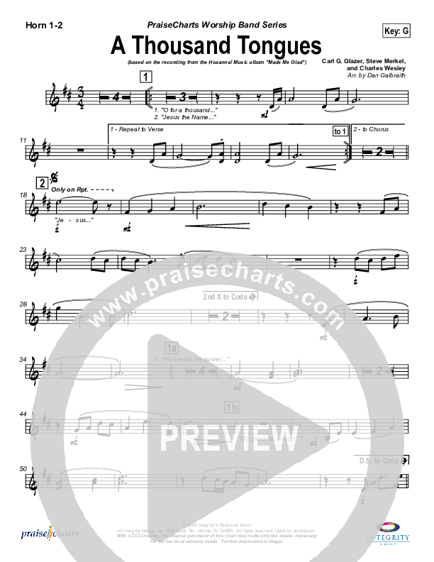 A Thousand Tongues (O For a Thousand Tongues) French Horn 1/2 (Michael Neale)