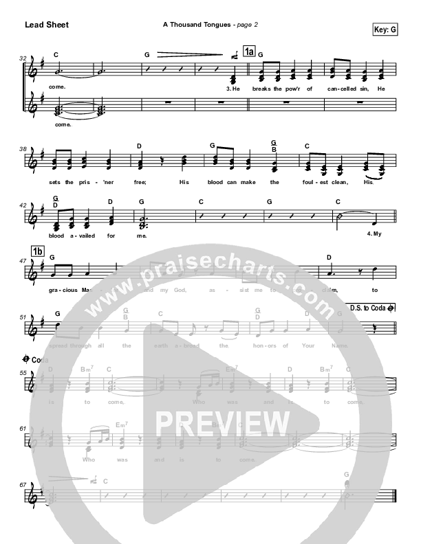 A Thousand Tongues (O For a Thousand Tongues) Lead Sheet (Michael Neale)