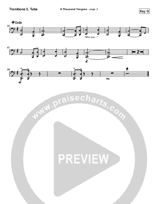 A Thousand Tongues (O For a Thousand Tongues) Trombone 3/Tuba (Michael Neale)