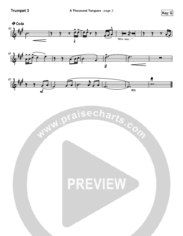 A Thousand Tongues (O For a Thousand Tongues) Trumpet 3 (Michael Neale)