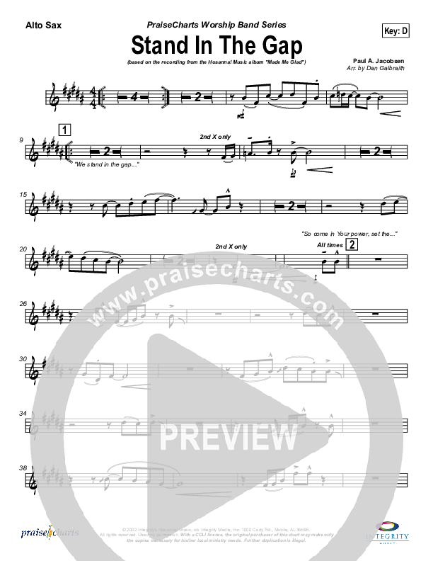 Stand In the Gap Alto Sax (Michael Neale)