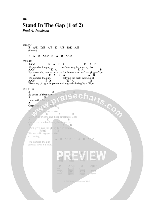 Stand In the Gap Chords & Lyrics (Michael Neale)
