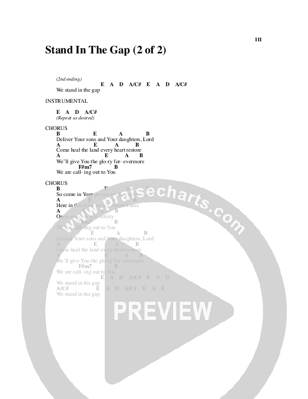 Stand In the Gap Chords & Lyrics (Michael Neale)