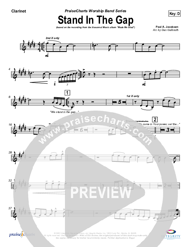 Stand In the Gap Clarinet (Michael Neale)