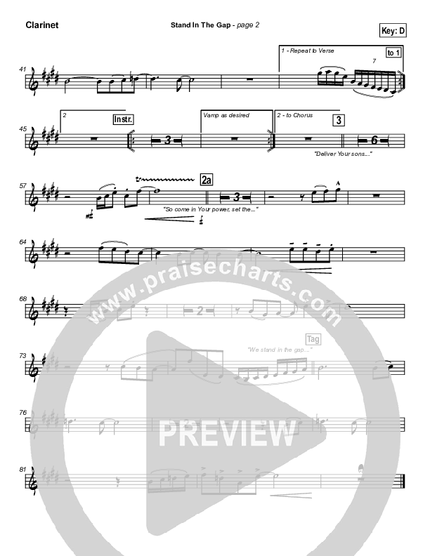 Stand In the Gap Clarinet (Michael Neale)