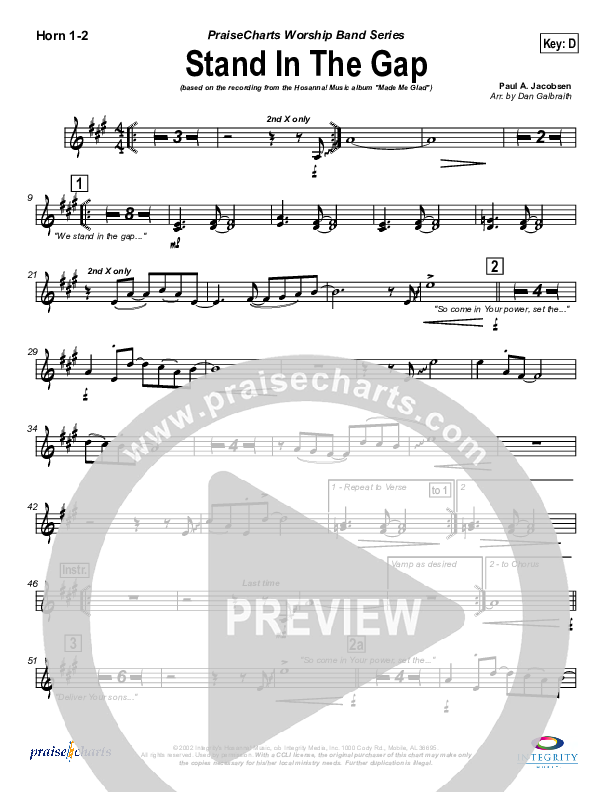 Stand In the Gap French Horn 1/2 (Michael Neale)