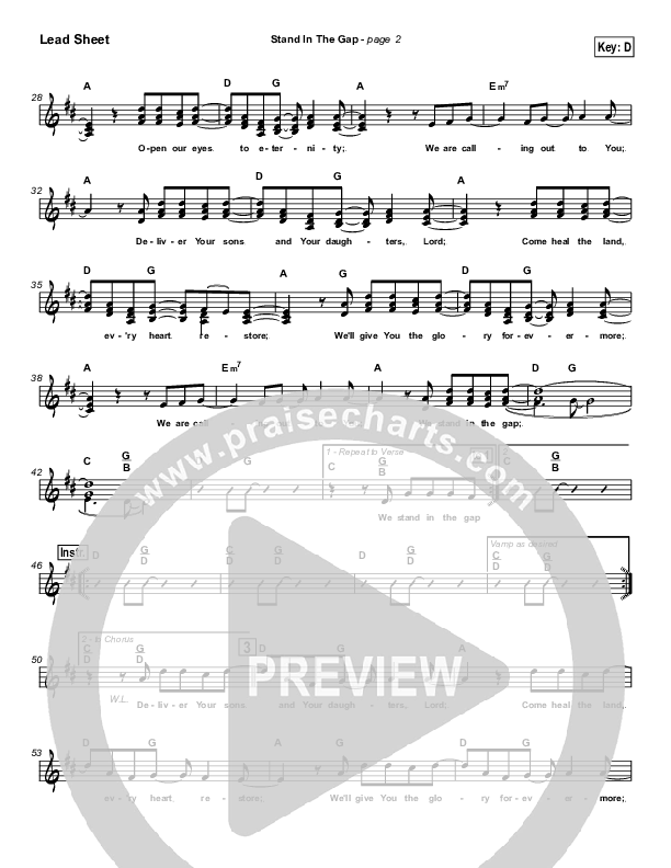 Stand In the Gap Lead Sheet (Michael Neale)