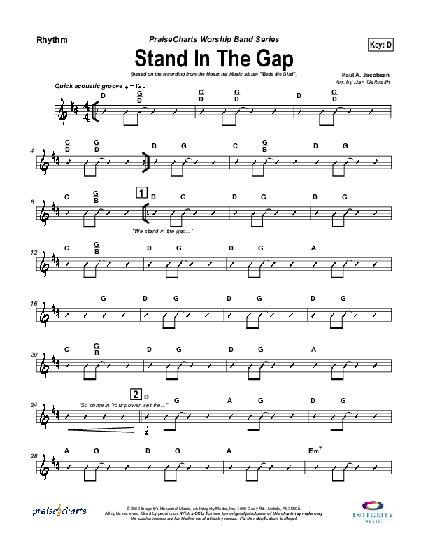 Stand In the Gap Rhythm Chart (Michael Neale)