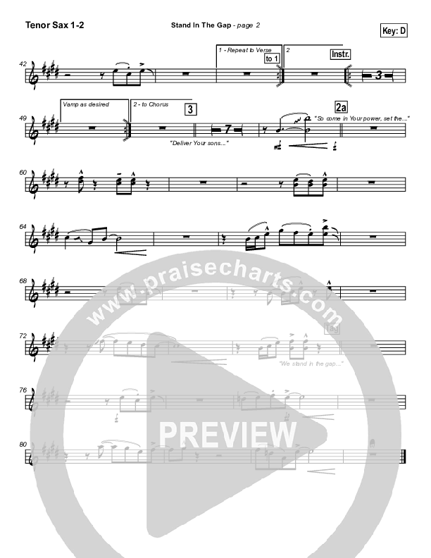 Stand In the Gap Tenor Sax 1/2 (Michael Neale)