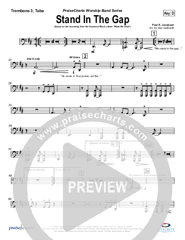 Stand In the Gap Trombone 3/Tuba (Michael Neale)