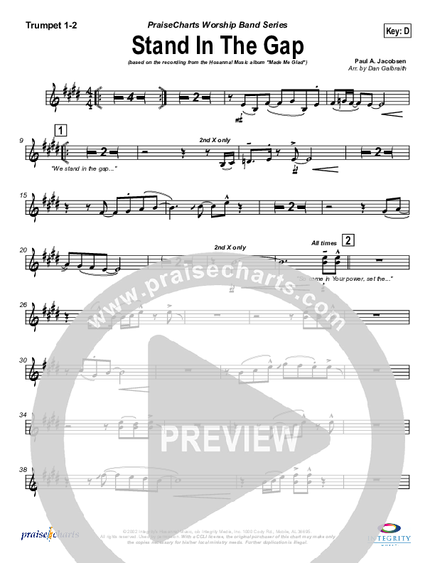 Stand In the Gap Trumpet 1,2 (Michael Neale)