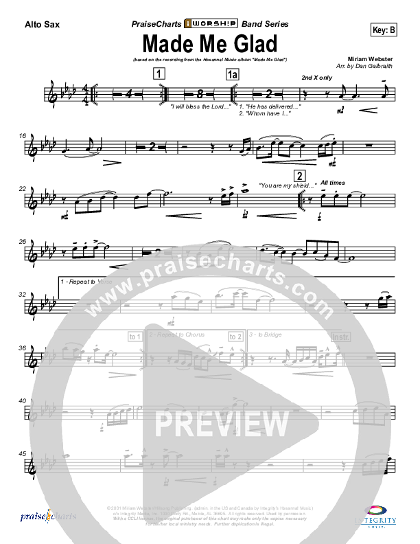 Made Me Glad Alto Sax (Michael Neale)