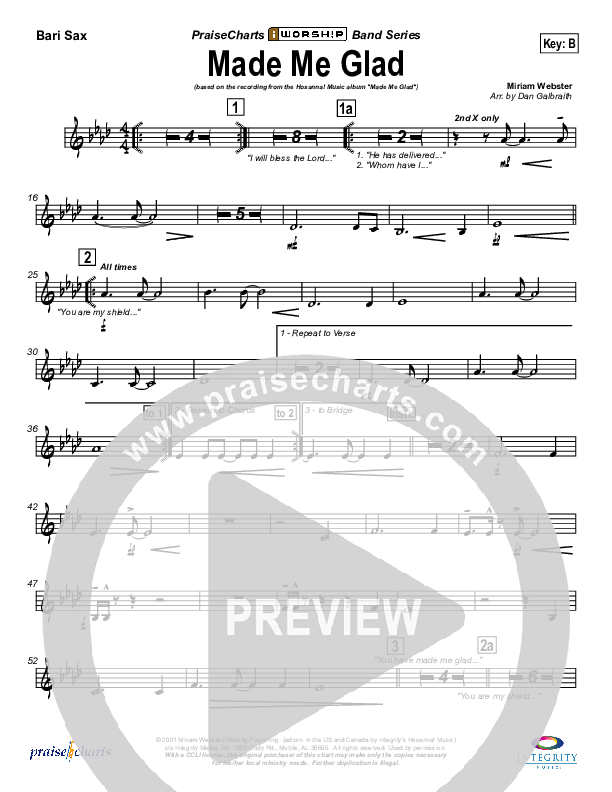 Made Me Glad Bari Sax (Michael Neale)