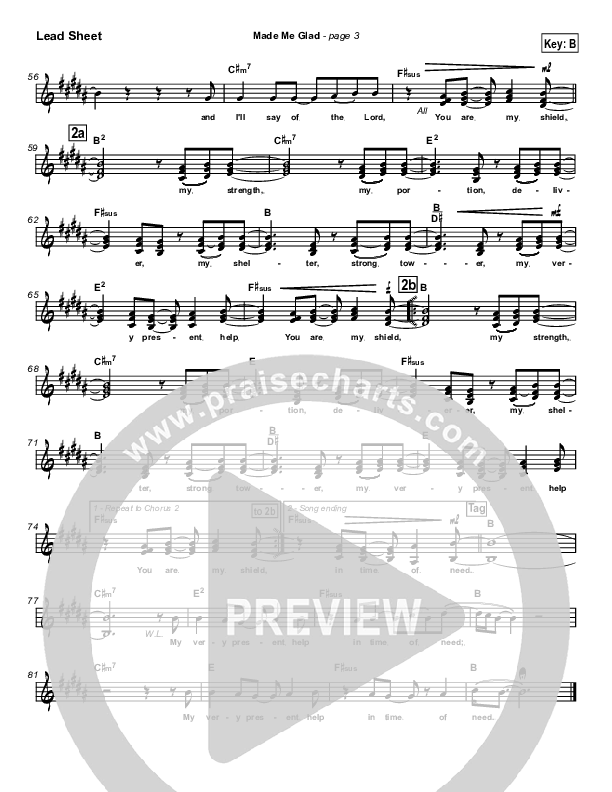 Made Me Glad Lead Sheet (SAT) (Michael Neale)