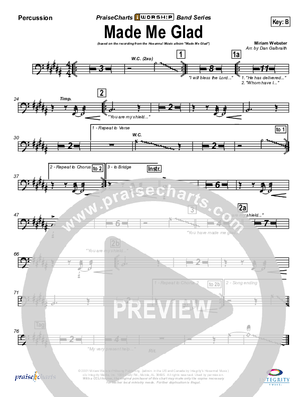 Made Me Glad Percussion (Michael Neale)