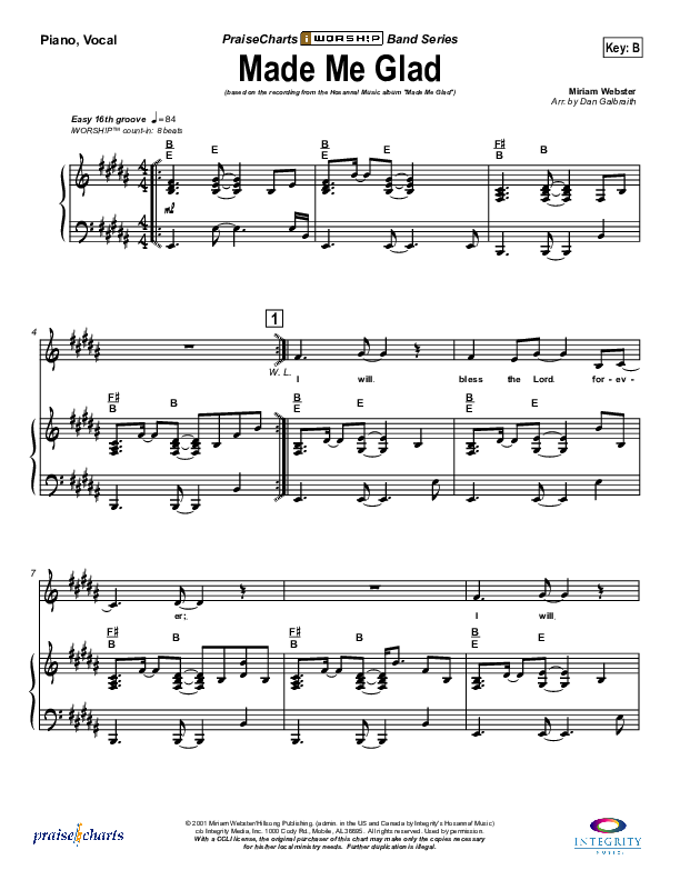 Made Me Glad Piano/Vocal (SATB) (Michael Neale)