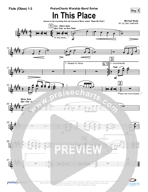 In This Place Flute/Oboe 1/2/3 (Michael Neale)