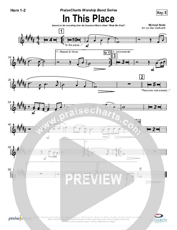 In This Place French Horn 1/2 (Michael Neale)