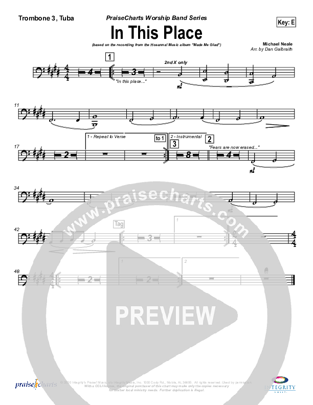 In This Place Trombone 3/Tuba (Michael Neale)