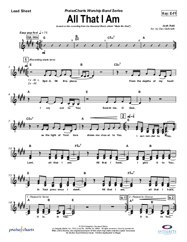 All That I Am Lead Sheet (Michael Neale)
