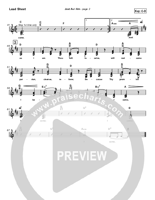 Just As I Am Lead Sheet (SAT) (Michael Neale)