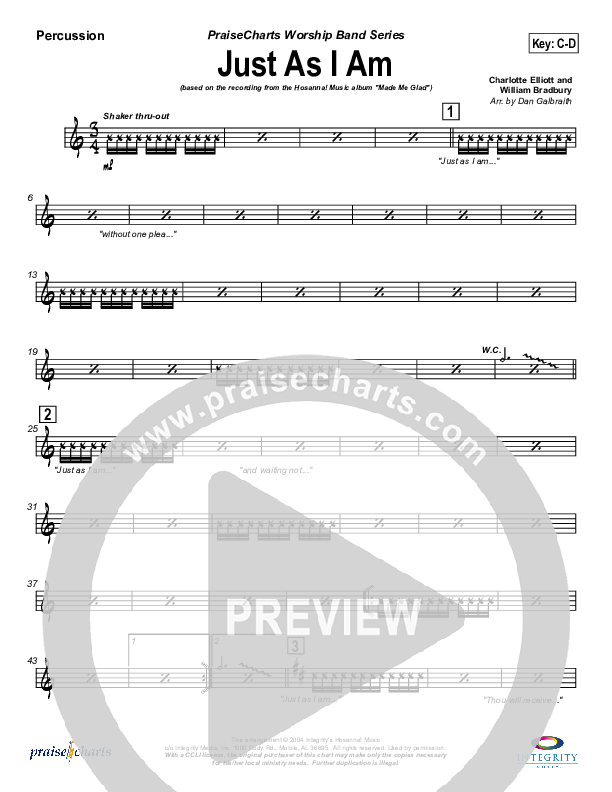 Just As I Am Percussion (Michael Neale)