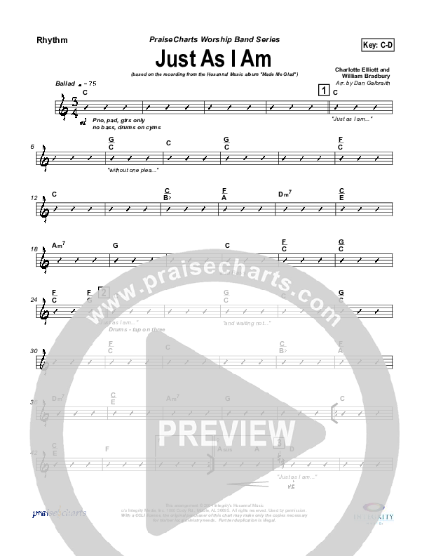 Just As I Am Rhythm Chart (Michael Neale)