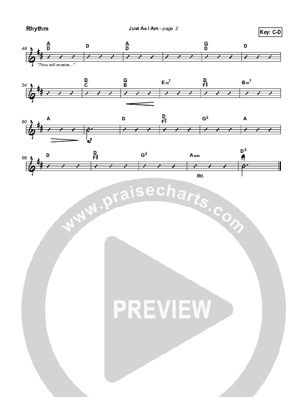 Just As I Am Rhythm Chart (Michael Neale)
