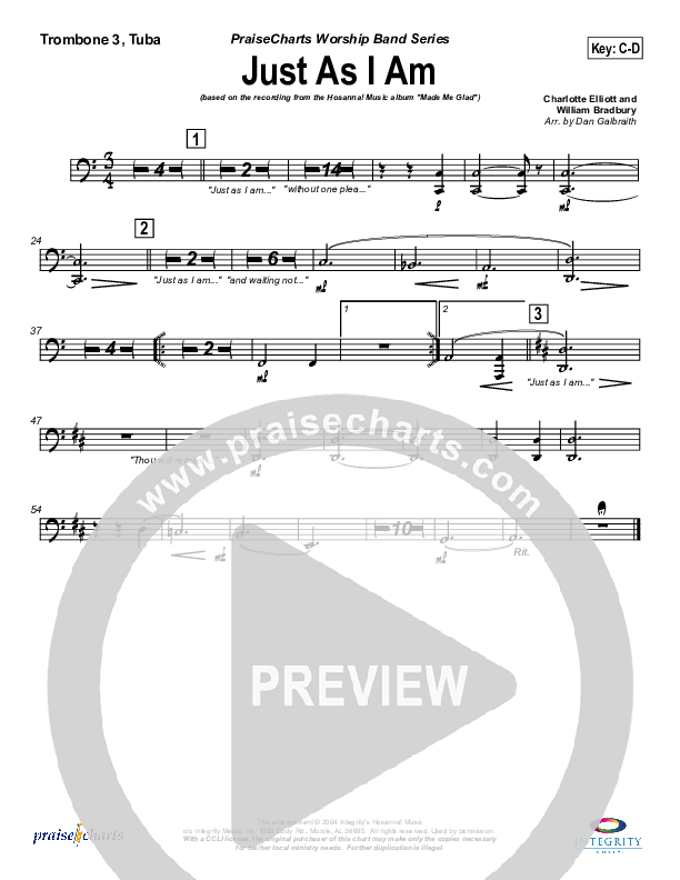 Just As I Am Trombone 3/Tuba (Michael Neale)