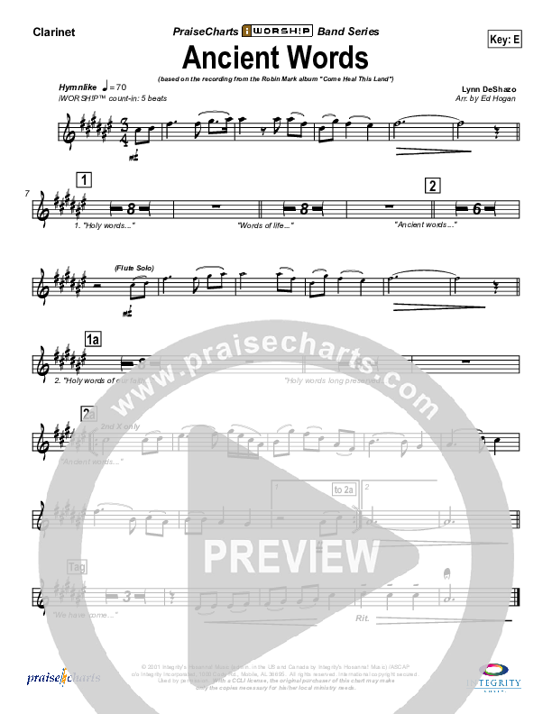 Ancient Words Clarinet (Robin Mark)