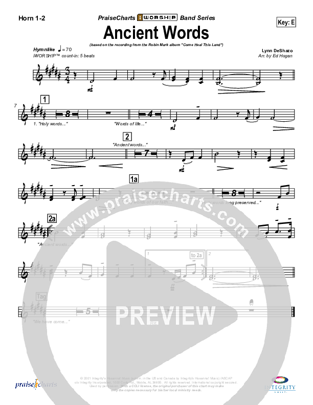 Ancient Words French Horn 1/2 (Robin Mark)