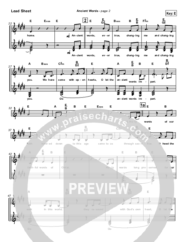 Ancient Words Lead Sheet (SAT) (Robin Mark)