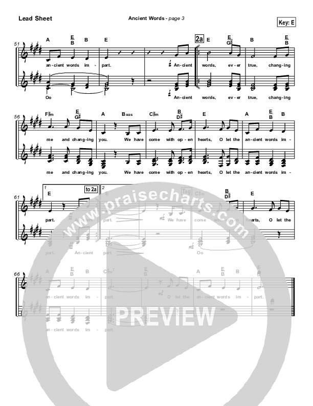 Ancient Words Lead Sheet (SAT) (Robin Mark)