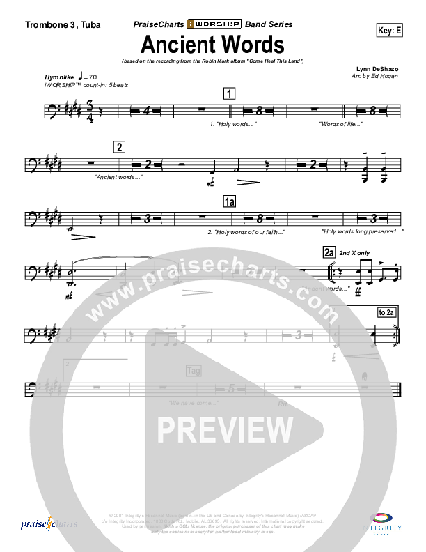 Ancient Words Trombone 3/Tuba (Robin Mark)