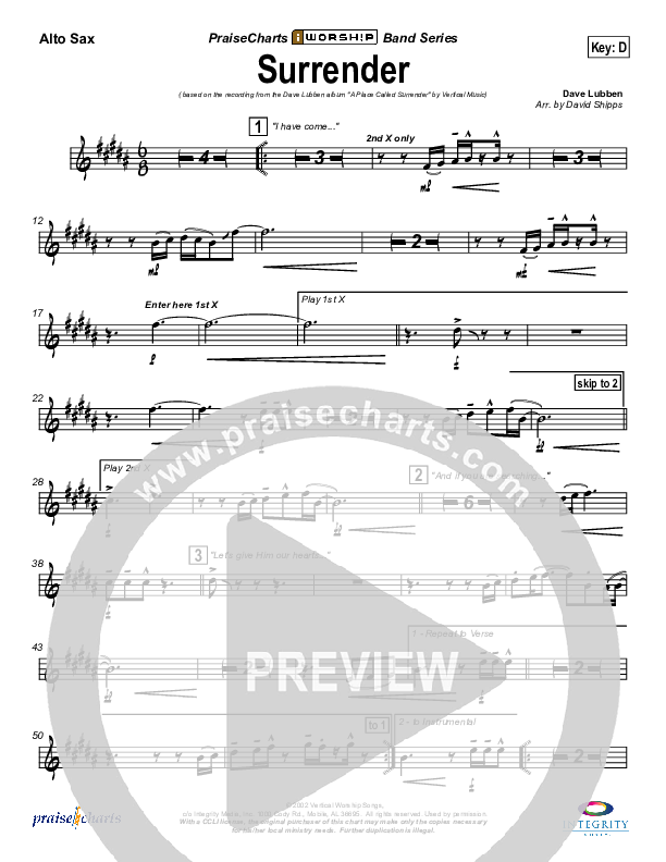 Surrender Alto Sax (Dave Lubben)