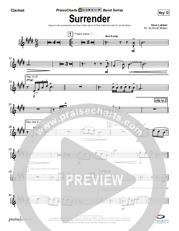 Surrender Clarinet (Dave Lubben)